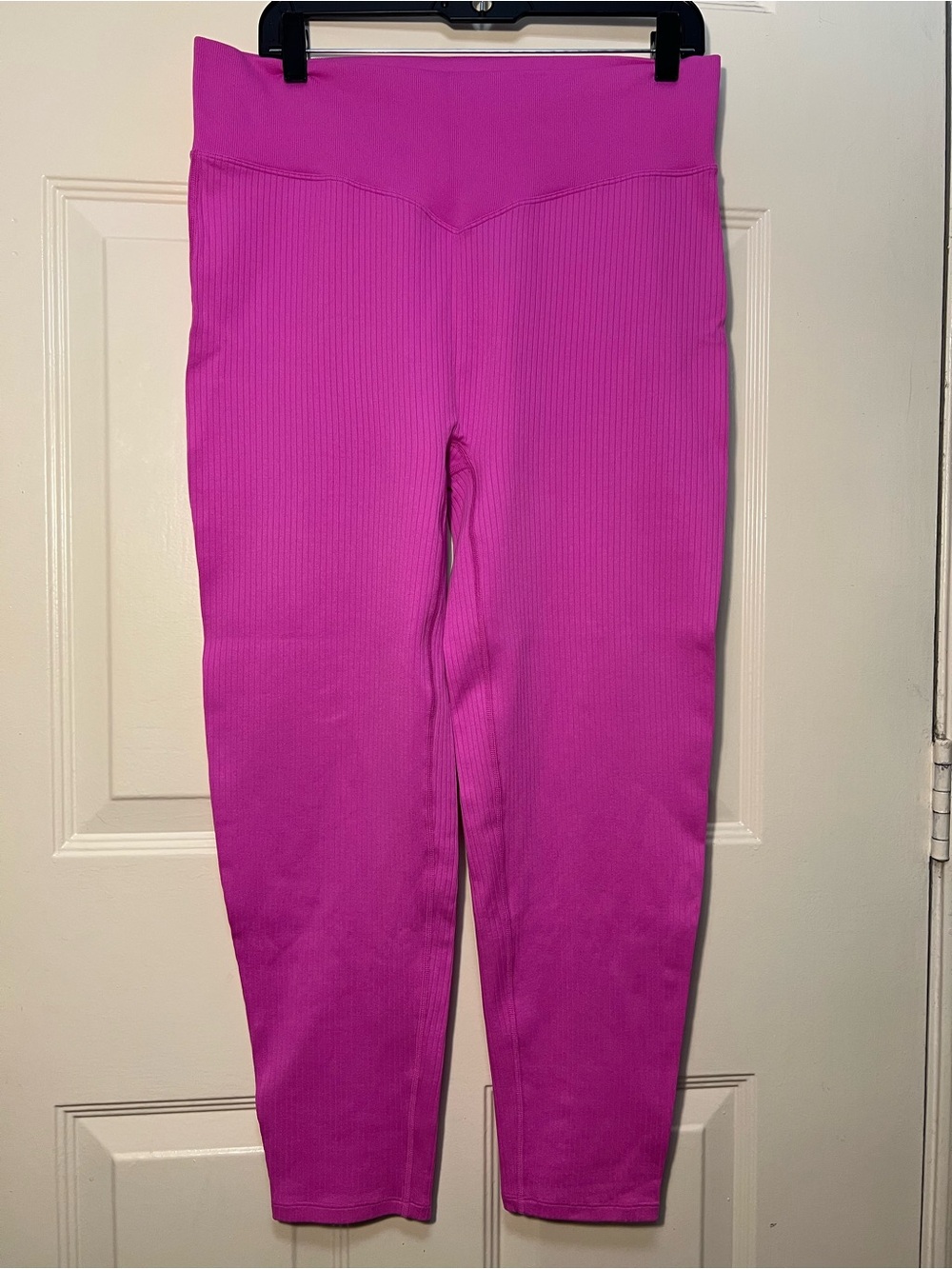PINK Victoria's Secret Bright Pink Ribbed High-Waist Leggings